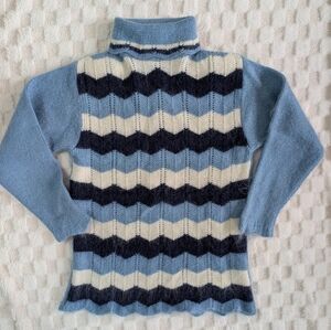 Chevron Patterned Turtleneck Sweater - High Quality Pure Wool